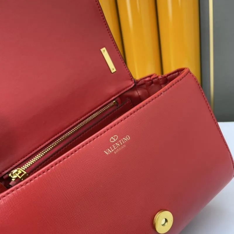 Valentino Red Leather Satchel Bag 971 - Image 8