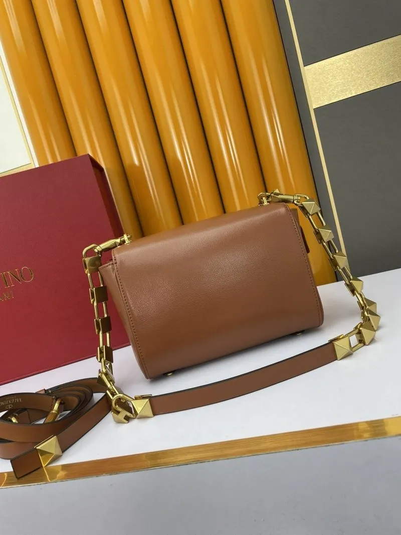 Valentino Brown Leather Satchel Crossbody Bag 973 - Image 3