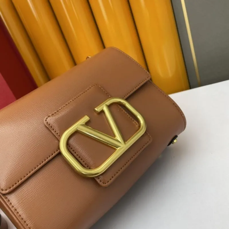 Valentino Brown Leather Satchel Crossbody Bag 973 - Image 5