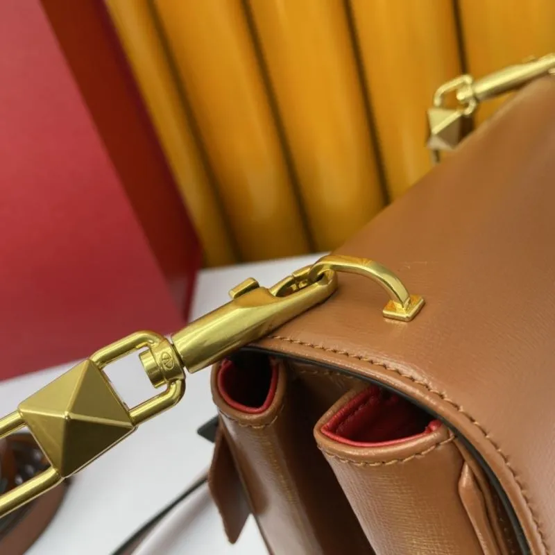 Valentino Brown Leather Satchel Crossbody Bag 973 - Image 6