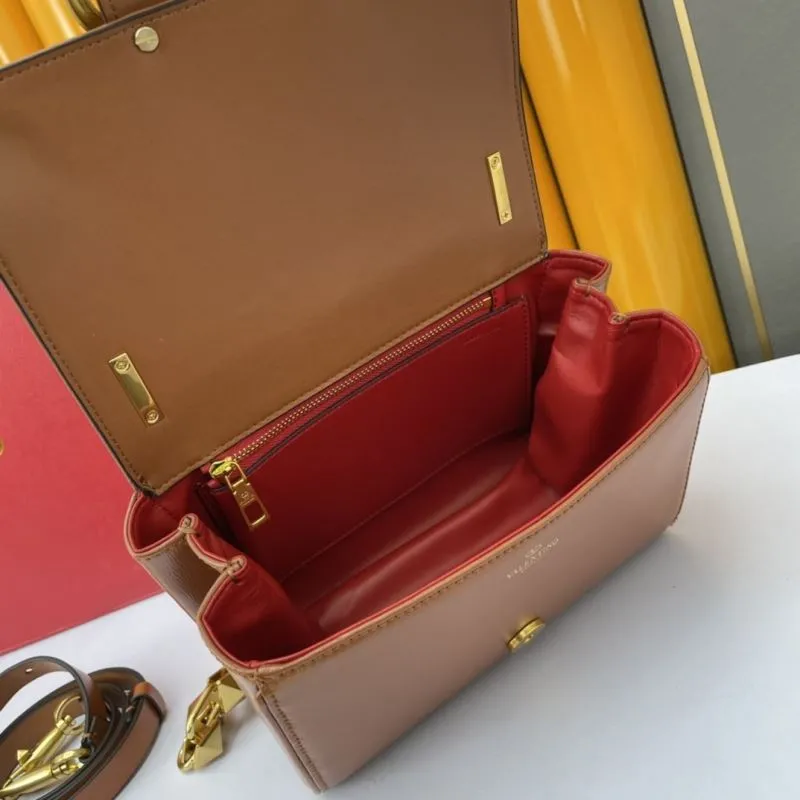 Valentino Brown Leather Satchel Crossbody Bag 973 - Image 7