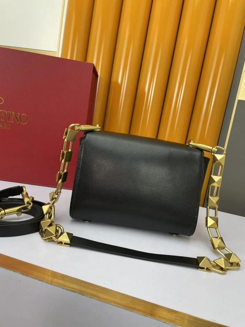 Valentino Black Leather Crossbody Satchel Bag 974 - Image 3