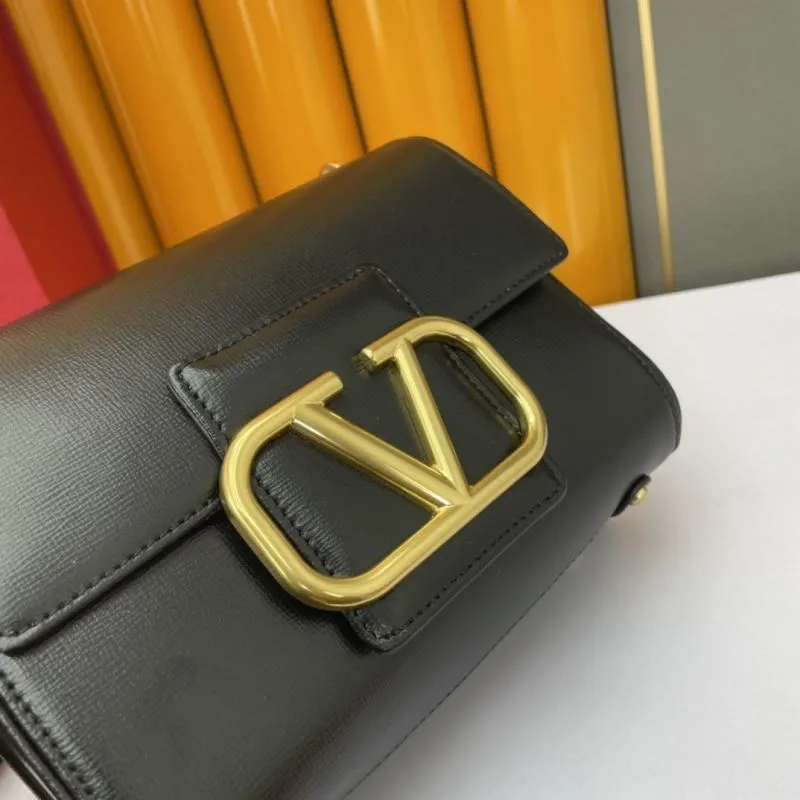 Valentino Black Leather Crossbody Satchel Bag 974 - Image 5