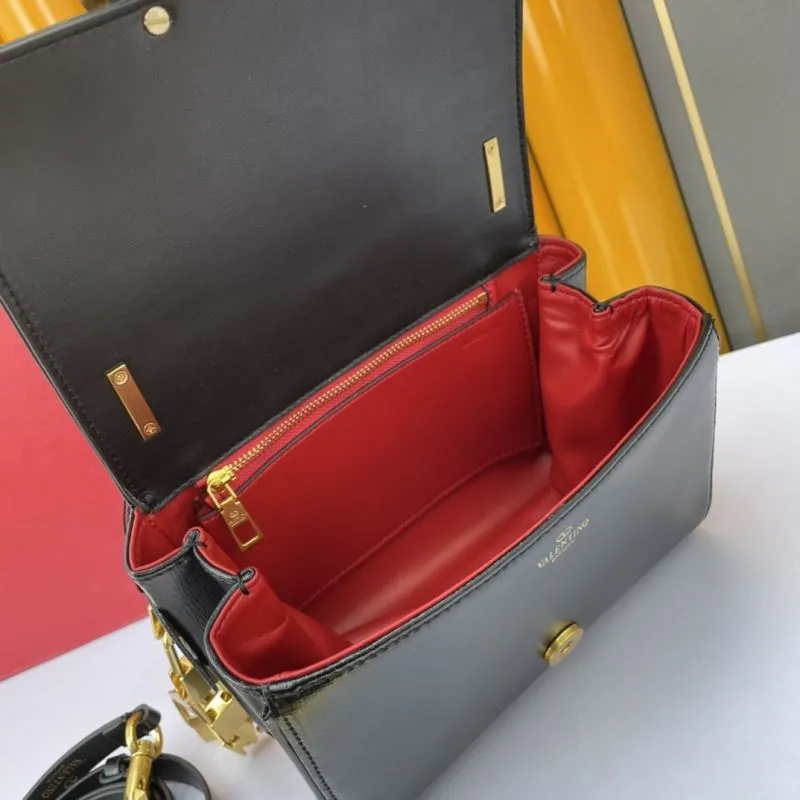Valentino Black Leather Crossbody Satchel Bag 974 - Image 7