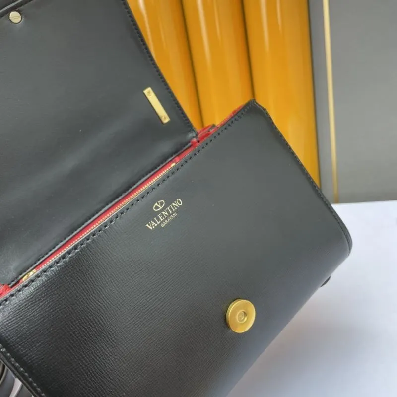 Valentino Black Leather Crossbody Satchel Bag 974 - Image 8