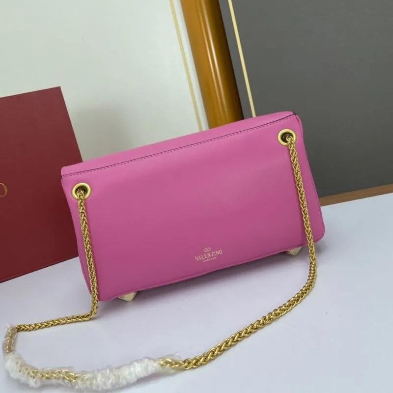 Valentino Pink Leather Chain Shoulder Bag - Image 3