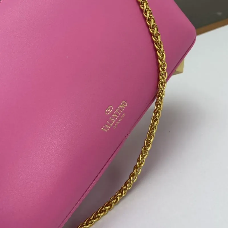 Valentino Pink Leather Chain Shoulder Bag - Image 6