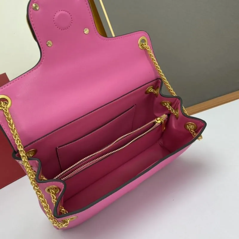 Valentino Pink Leather Chain Shoulder Bag - Image 7