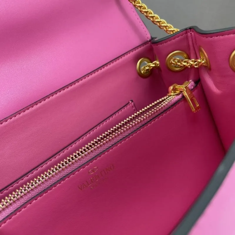 Valentino Pink Leather Chain Shoulder Bag - Image 8