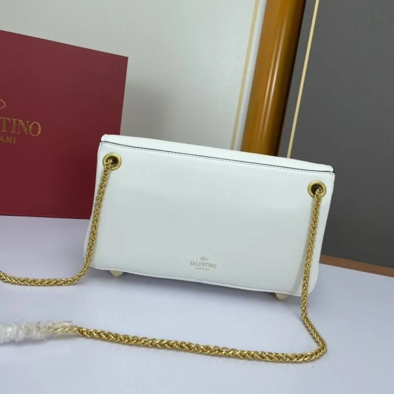 Valentino White Leather Crossbody Bag with Gold Studs - Image 3