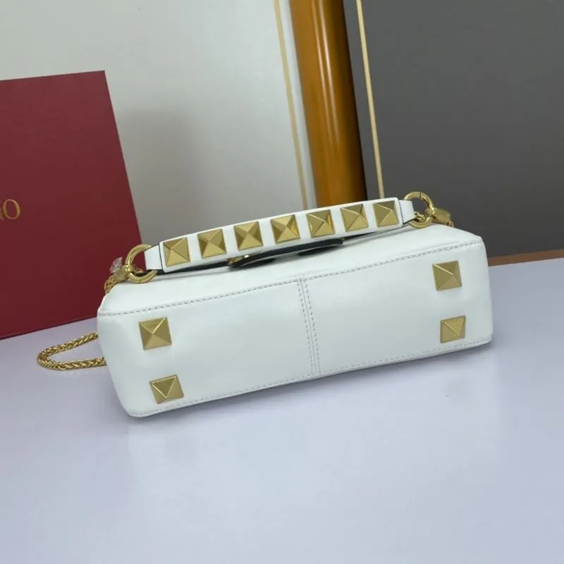 Valentino White Leather Crossbody Bag with Gold Studs - Image 4