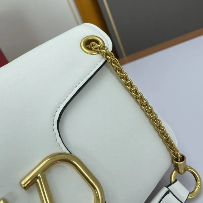 Valentino White Leather Crossbody Bag with Gold Studs - Image 5