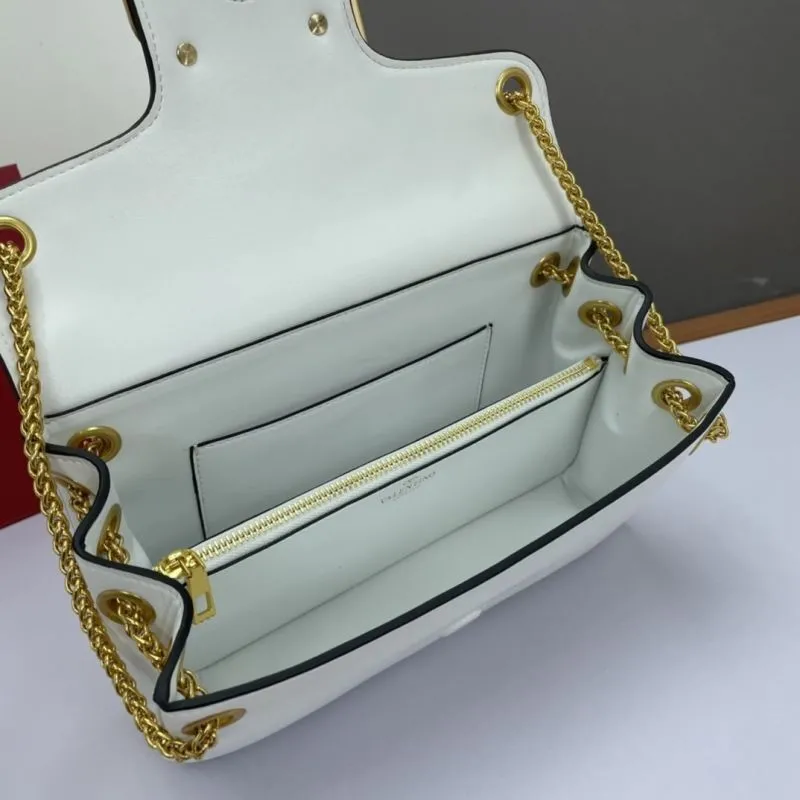 Valentino White Leather Crossbody Bag with Gold Studs - Image 7