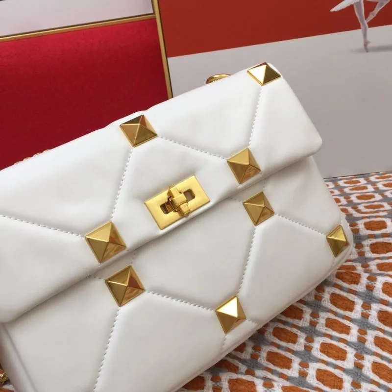 Valentino White Studded Satchel Bag V9828 - Image 4