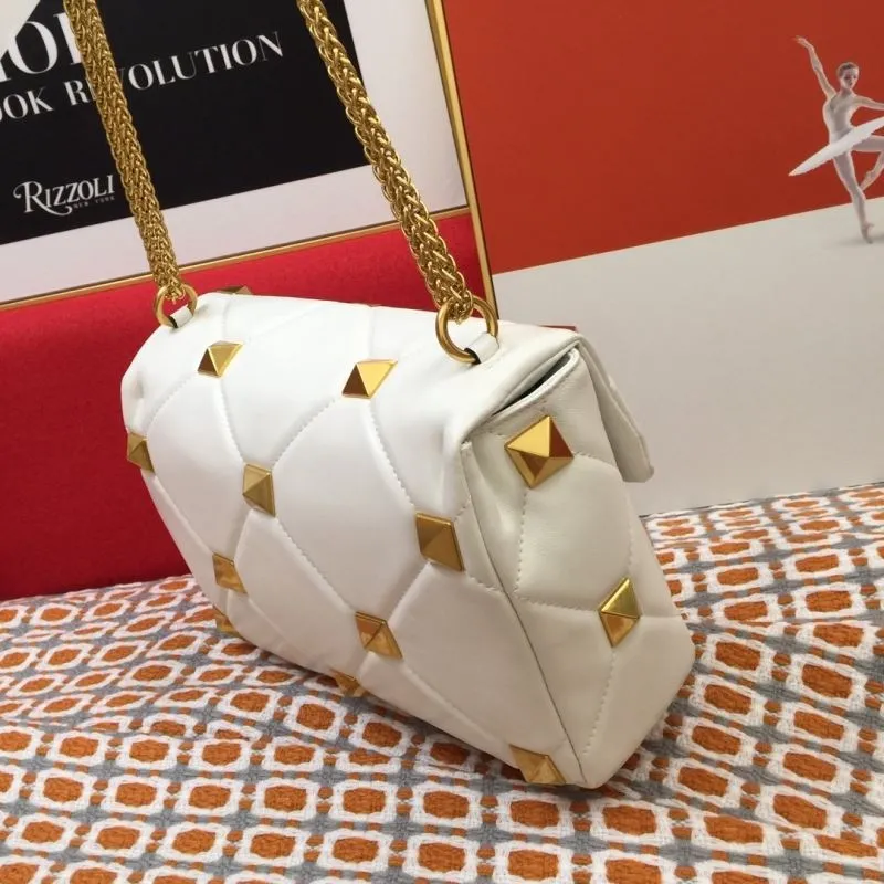 Valentino White Studded Satchel Bag V9828 - Image 5