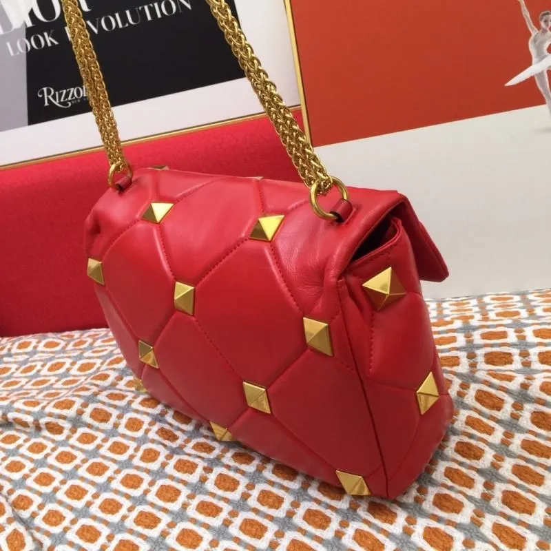 Valentino Red Studded Satchel Bag V9828 - Image 5