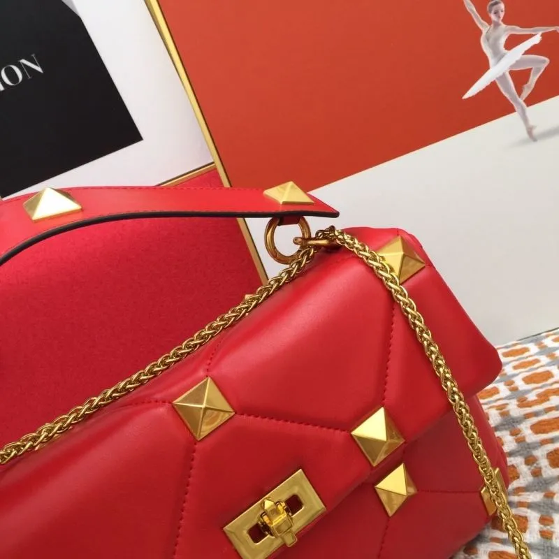Valentino Red Studded Satchel Bag V9828 - Image 6