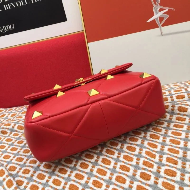 Valentino Red Studded Satchel Bag V9828 - Image 7