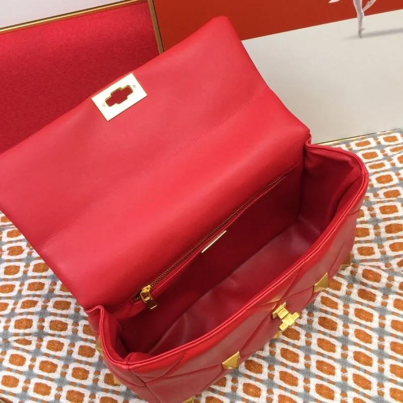 Valentino Red Studded Satchel Bag V9828 - Image 8