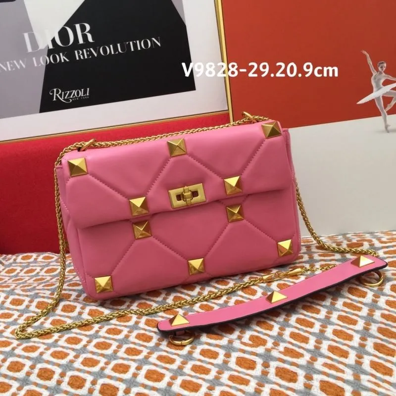 Valentino Pink Studded Satchel Bag V9828 - Image 3