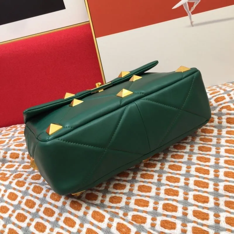 Valentino Dark Green Studded Satchel Bag V9828 - Image 6