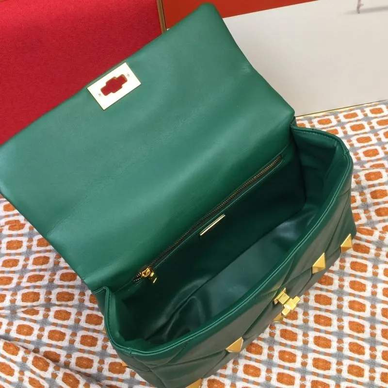 Valentino Dark Green Studded Satchel Bag V9828 - Image 8