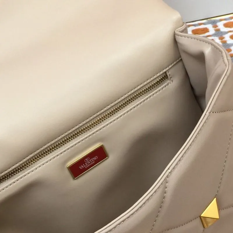 Valentino Beige Studded Satchel Bag V9828 - Image 9