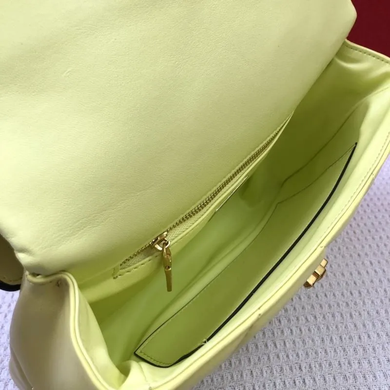Valentino Yellow Studded Nappa Leather Satchel Bag - Image 8