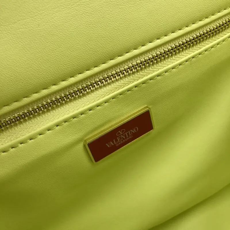 Valentino Yellow Studded Nappa Leather Satchel Bag - Image 9