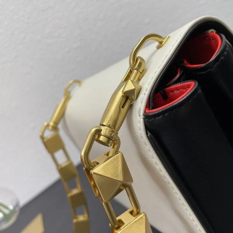 Valentino V5003 White Black Leather Satchel Bag Size 20 - Image 6