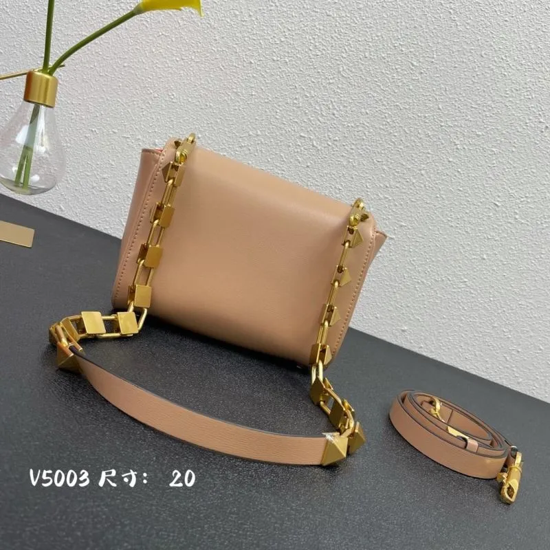Valentino V5003 Beige Leather Satchel Bag Size 20 - Image 3