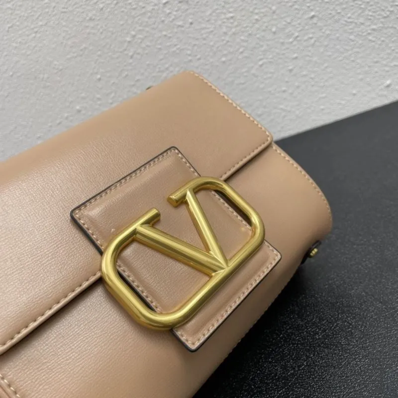 Valentino V5003 Beige Leather Satchel Bag Size 20 - Image 4