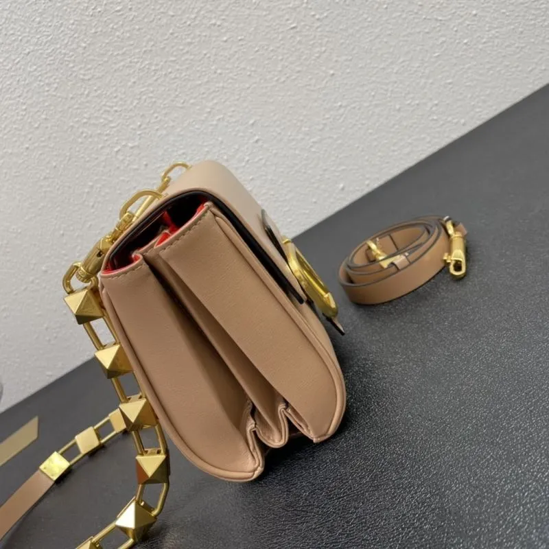 Valentino V5003 Beige Leather Satchel Bag Size 20 - Image 5