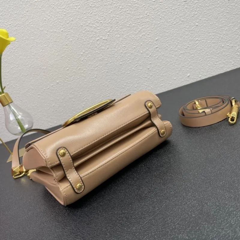 Valentino V5003 Beige Leather Satchel Bag Size 20 - Image 7