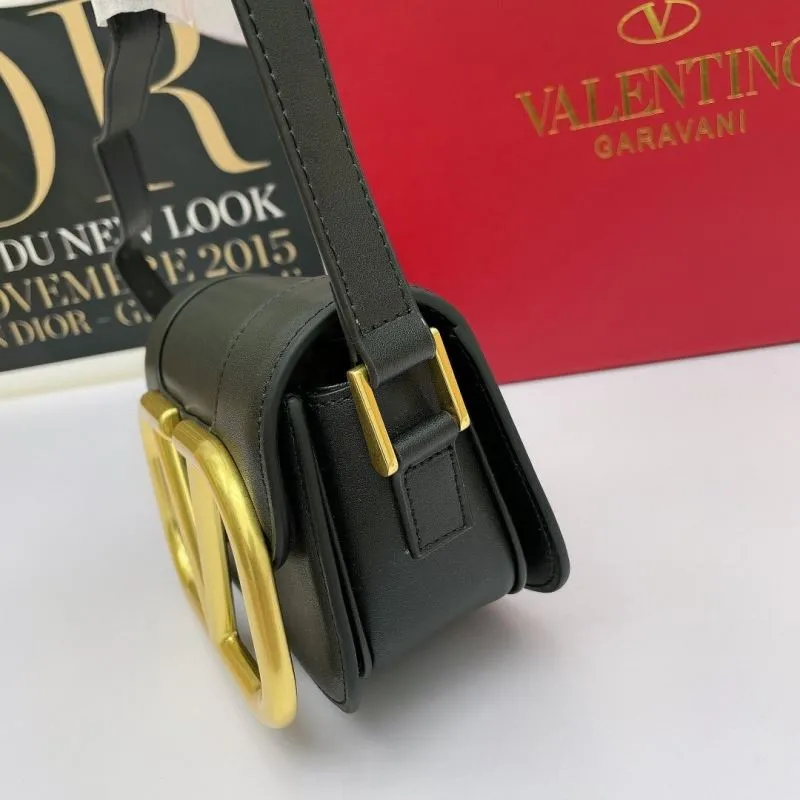 Valentino Garavani Black Leather Crossbody Satchel Bag 998 - Image 3