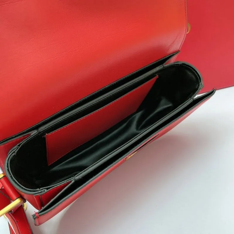 Valentino Red Leather Crossbody Satchel Bag 1011 - Image 7
