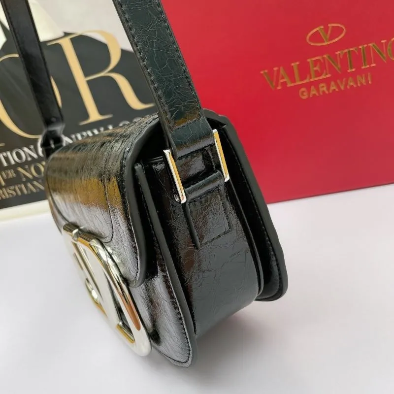 Valentino Black Leather Crossbody Satchel Bag 1016 - Image 4