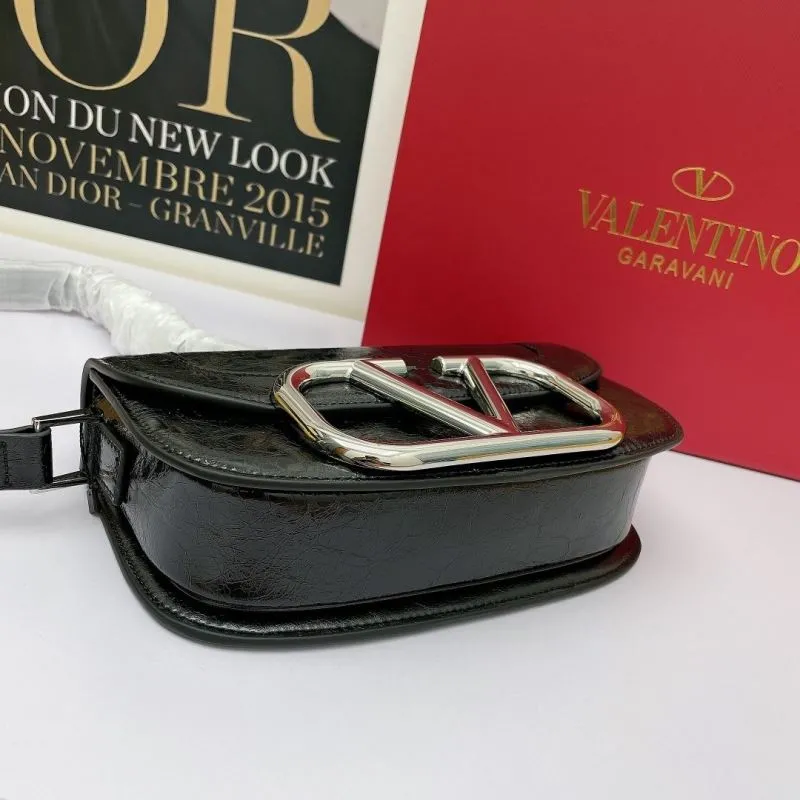 Valentino Black Leather Crossbody Satchel Bag 1016 - Image 5