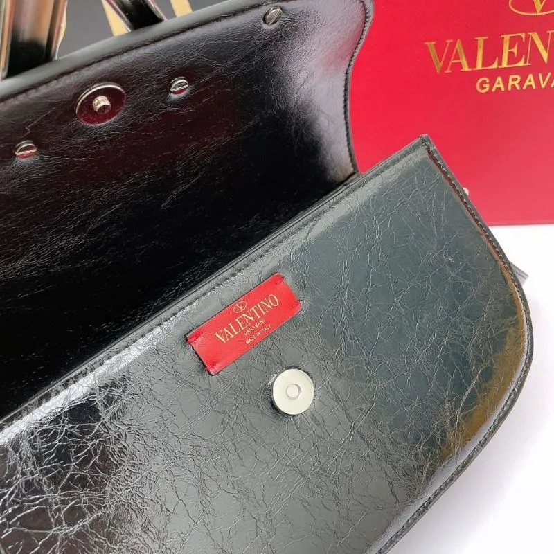 Valentino Black Leather Crossbody Satchel Bag 1016 - Image 8