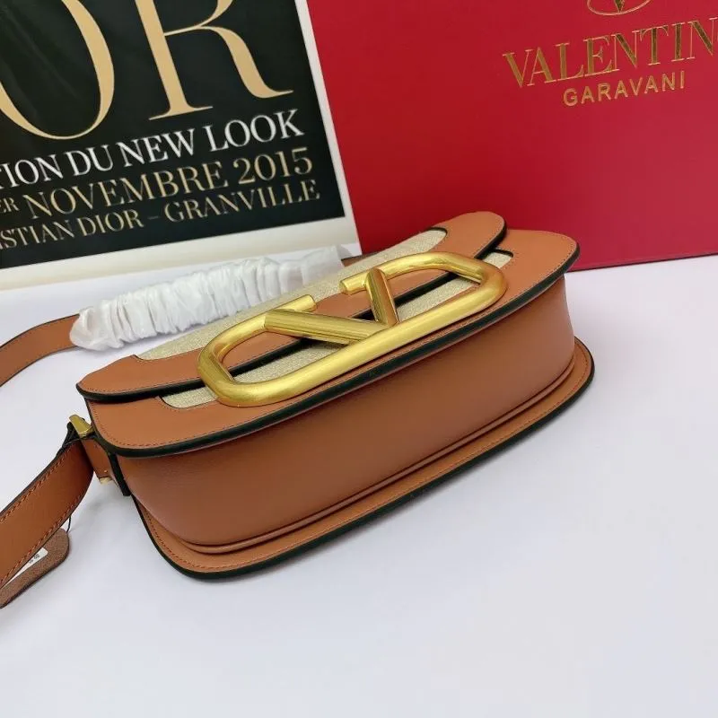 Valentino Brown Beige Satchel Crossbody Bag - Image 3