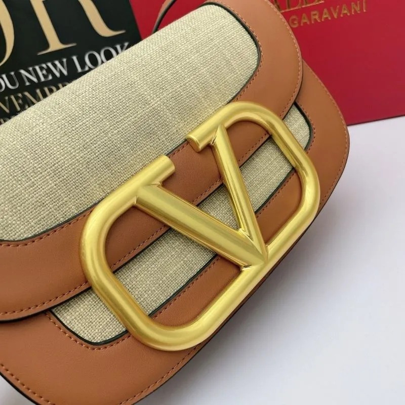 Valentino Brown Beige Satchel Crossbody Bag - Image 4