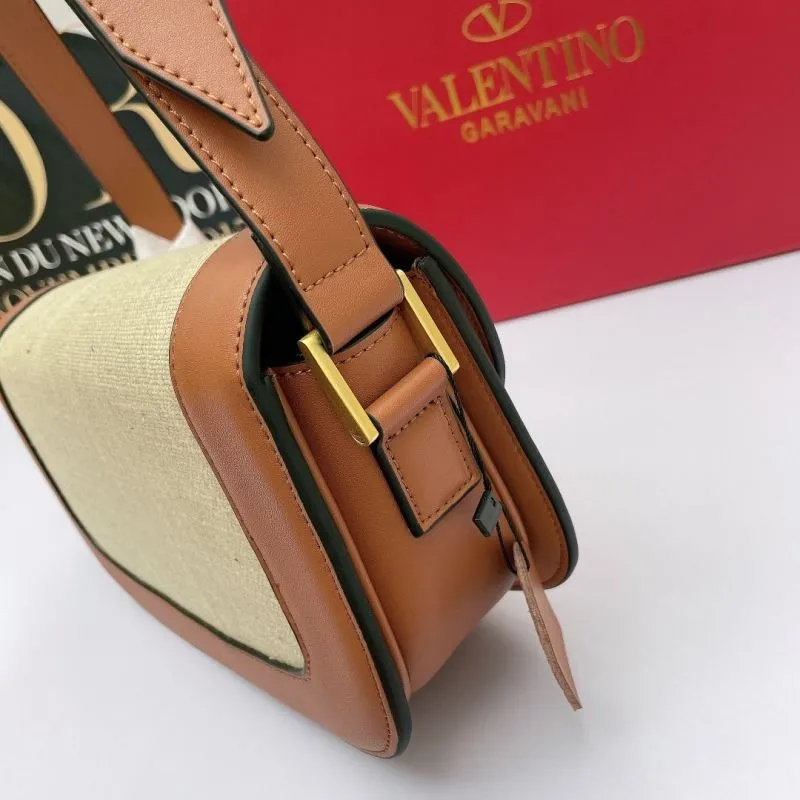 Valentino Brown Beige Satchel Crossbody Bag - Image 5