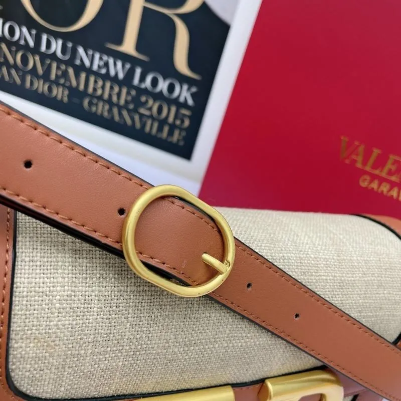Valentino Brown Beige Satchel Crossbody Bag - Image 6