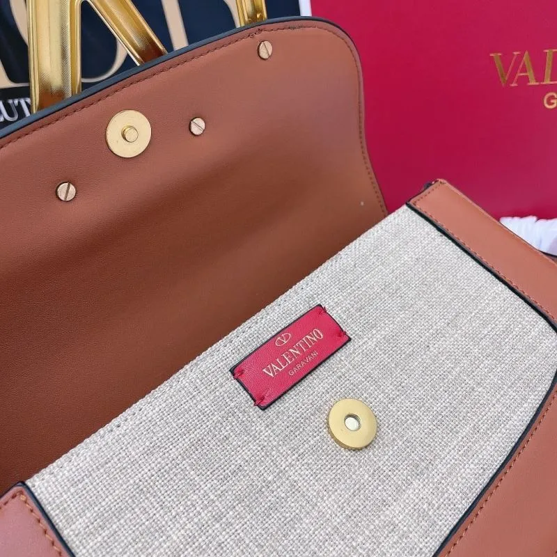 Valentino Brown Beige Satchel Crossbody Bag - Image 8