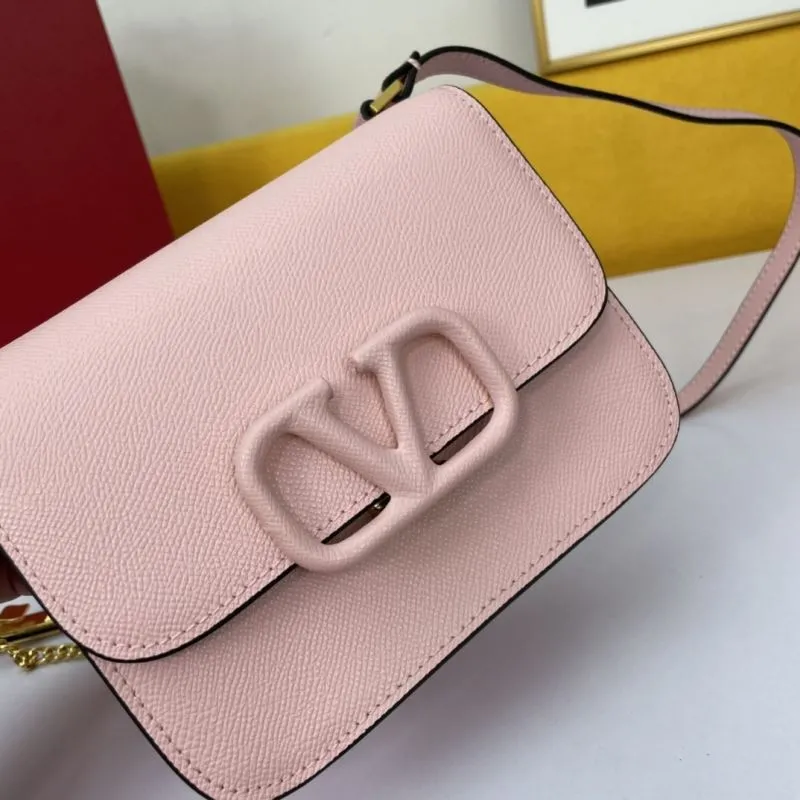 Valentino Pink Leather Crossbody Satchel Bag - Image 4