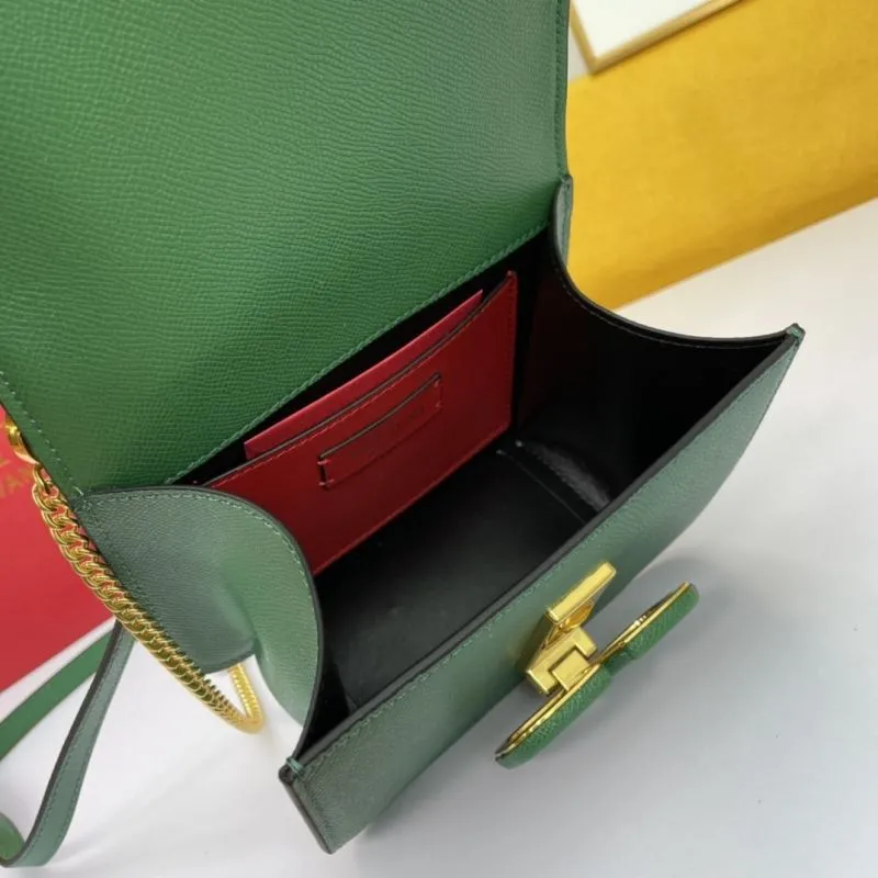 Valentino Green Leather Crossbody Satchel Bag 1031 - Image 7