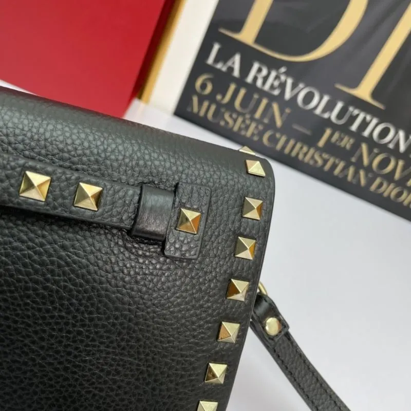 Valentino Garavani Black Rockstud Chain Wallet Bag 1037 - Image 6