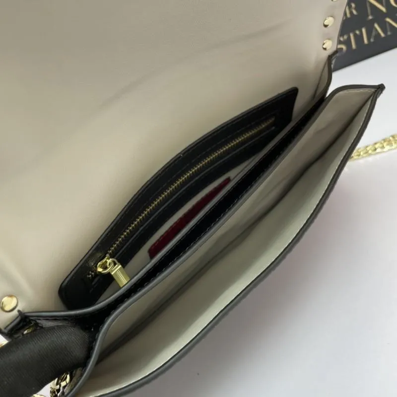 Valentino Garavani Black Rockstud Chain Wallet Bag 1037 - Image 7