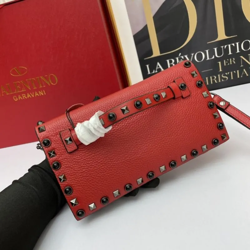 Valentino Red Leather Crossbody Satchel Bag 1038 - Image 3