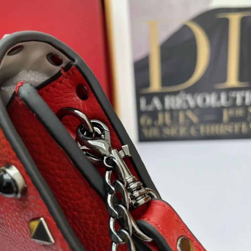 Valentino Red Leather Crossbody Satchel Bag 1038 - Image 6